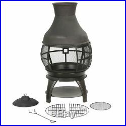 Bali Outdoor Chiminea Durable Cast Iron Wood Burning Heater Patio with cover