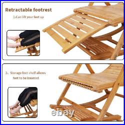 Bamboo Deck Chair Sun Lounger Recliner Outdoor Garden Patio Furniture Foldable