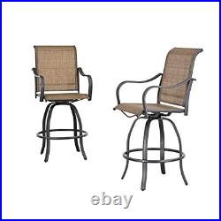 Bar Height Swivel Outdoor Chairs High Back Patio Stools with Arms Set Tesling