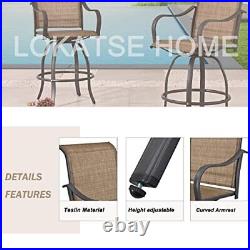 Bar Height Swivel Outdoor Chairs High Back Patio Stools with Arms Set Tesling