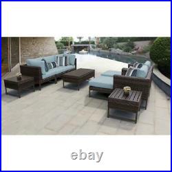 Barcelona 10 Piece Wicker Patio Furniture Set 10c in Brown and Spa
