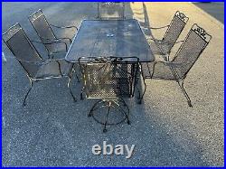 Beautiful Woodard Wrought Iron Patio Set Table & 6 Chairs