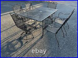 Beautiful Woodard Wrought Iron Patio Set Table & 6 Chairs