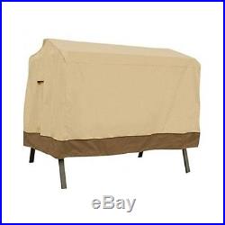 Beige Convertible Swing Patio Hammock Cover Porch Canopy 3 Seats Outdoors Deck
