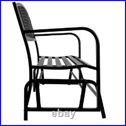 Bench Glider Rocking Chair Outdoor Patio Garden Furniture Deck Loveseat, Black