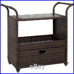 Best Choice Products Outdoor Patio Wicker Serving Bar Cart