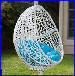 Best Outdoor Furniture Swing Chair With Stand Hanging Egg Patio White Wicker New