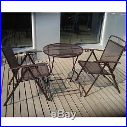 Bistro Patio set 3pc Folding Table/Chair Outdoor Furniture Wrought Iron CAFE set