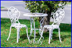 Bistro Set 3 Pieces Table 2 Chairs Outdoor Furniture Garden Decor Bronze/White