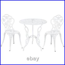 Bistro Set 3 Pieces Table 2 Chairs Outdoor Furniture Garden Decor Bronze/White