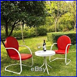 Bistro Table and Chairs Retro Metal Red 3 Piece Set Vintage Lawn Outdoor Patio