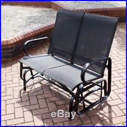 Black 2 Person Steel PVC Glider Chair Patio Furniture Bench Rocking Chair Garden