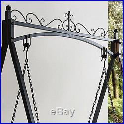 Black Metal 2-Seat Patio Swing Stand Set Outdoor Home Furniture Porch Backyard