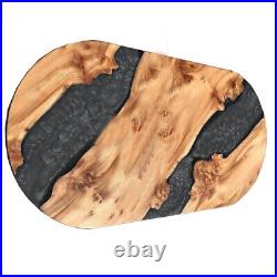 Black Solid Epoxy Resin Oval Dining Table Decor Garden Furniture Interior Decors
