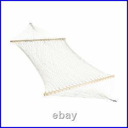 Bliss Hammocks 60 Wide Cotton Rope Hammock with Spreader Bar, S Hooks, & Chains