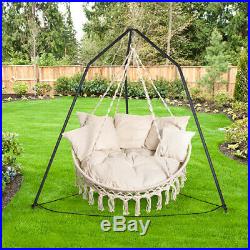 Bliss Hammocks Extra large 2 person Macrame Hanging Rope Lounge chair cotton bed