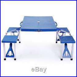 Blue Kids Outdoor Portable Plastic Folding Picnic Table Camping With 4 Seats