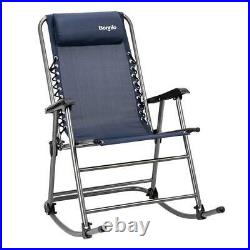 Blue Outdoor Portable Recliners for Camping Fishing Beach Foldable Rocking Chair