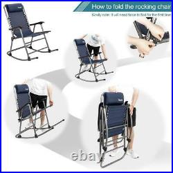 Blue Outdoor Portable Recliners for Camping Fishing Beach Foldable Rocking Chair