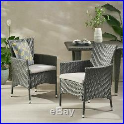 Brascha Contemporary Outdoor PE Wicker Dining Chairs with Cushions (Set of 2)
