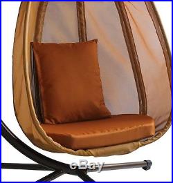 Brown Hanging Egg Chair Outdoor Patio Swing Chair Back Yard Furniture Cushion