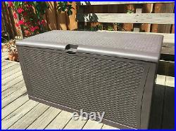 Brown Outdoor Storage Deck Box Chest Bin Garden 120-Gal Container Waterproof