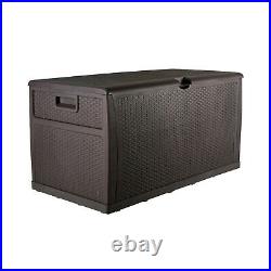 Brown Outdoor Storage Deck Box Chest Bin Garden 120-Gal Container Waterproof