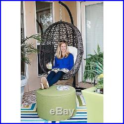 Brown Wicker Resin Hanging Egg Tufted Cushion Patio Swing Home Outdoor Furniture