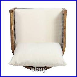 Burchett 2pk Outdoor Acacia Wood Club Chairs with Cushions Teak/Brown/Beige