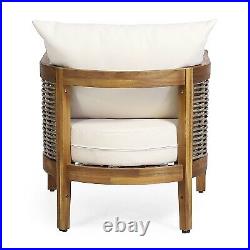 Burchett 2pk Outdoor Acacia Wood Club Chairs with Cushions Teak/Brown/Beige