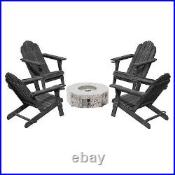 CASAINC 5-Piece Patio Fire Pit Set Gas Brown Gray Adirondack Chairs Cup Holder