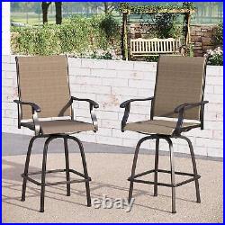 CLARFEY Outdoor Bar Stools Set of 2 Patio Swivel Chairs Barstools High Back Yard