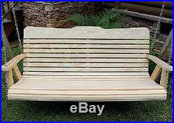 CLASSIC Amish Heavy Duty 700Lb 5ft Porch Swing-Natural-Made in USA