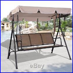 COSTWAY 3 Person Patio Swing Outdoor Canopy Awning Yard Furniture Hammock Steel