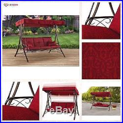 Callimont Park 3-Seat Daybed Swing, Red, Outdoor Porch Swing Deck Furniture NEW