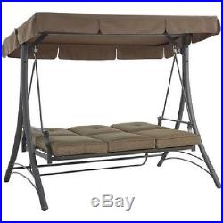 Canopy Patio Swing 3 Seat Bench Deck Porch Hammock Furniture Plush Steel Garden