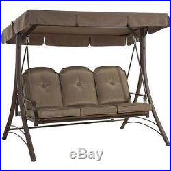 Canopy Patio Swing 3 Seat Bench Deck Porch Hammock Furniture Plush Steel Garden