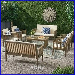Cape Town Outdoor Acacia Wood Sofa Set with Water Resistant Cushions