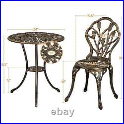 Cast Aluminum Patio 3 Piece Bistro Table and chairs Set Outdoor Bronze