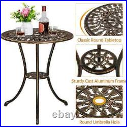 Cast Aluminum Patio 3 Piece Bistro Table and chairs Set Outdoor Bronze