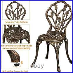 Cast Aluminum Patio 3 Piece Bistro Table and chairs Set Outdoor Bronze