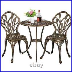 Cast Aluminum Patio 3 Piece Bistro Table and chairs Set Outdoor Bronze