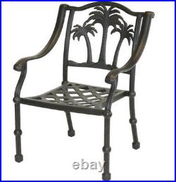 Cast aluminum palm tree chairs set of 8 patio dining outdoor backyard furniture