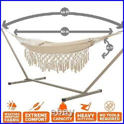 Castaway Hammocks Double Fabric Hammock with Stand & Detachable Pillow Natural