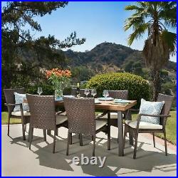 Castlelake 7 Piece Outdoor Dining Set (Wood Table with Wicker Chairs)