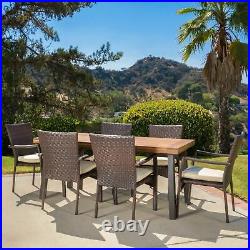 Castlelake 7 Piece Outdoor Dining Set (Wood Table with Wicker Chairs)