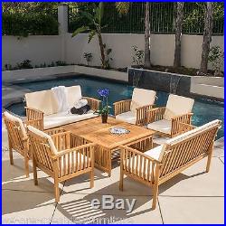 Casual Outdoor Patio Furniture 8-pc Wood Stained Finish Sofa Seating Set