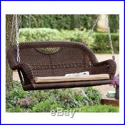 Chain Patio Swing Outdoor Woven Wicker Hang Bench Garden Seat Lounge Furniture