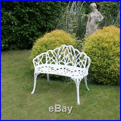 Charles Bentley White Tulip Cast Aluminium Metal 2 Seats Garden Patio Bench Seat