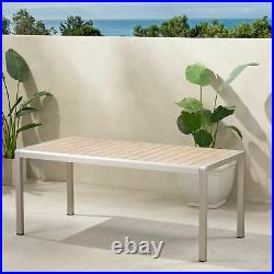 Cherie Outdoor Modern Aluminum Dining Table with Faux Wood Table Top